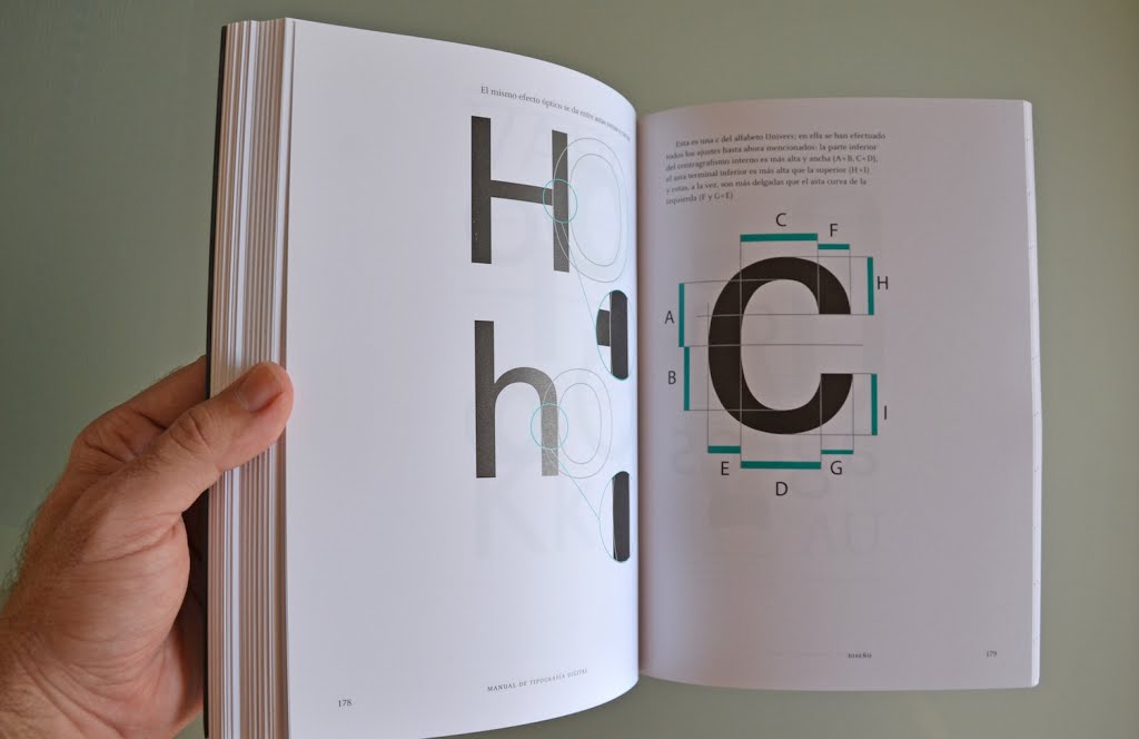 Doble página del manual de tipografía digital, perteneciente al capítulo sobre cómo dibujar letras
