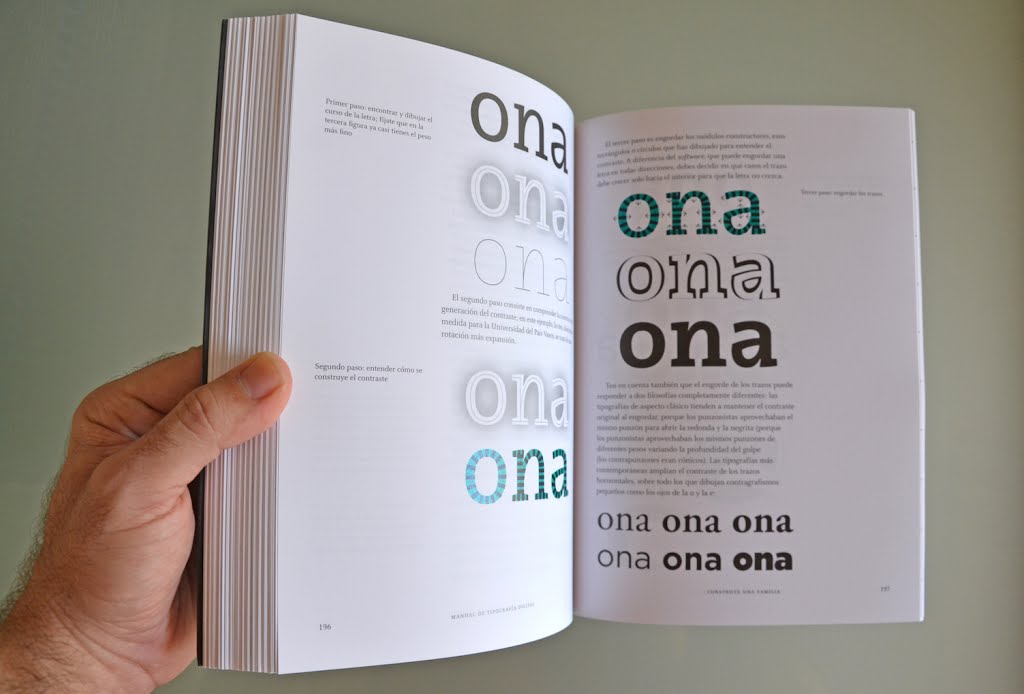 Doble página del manual de tipografía digital, que habla sobre cómo diseñar una versión negrita de tu tipografía