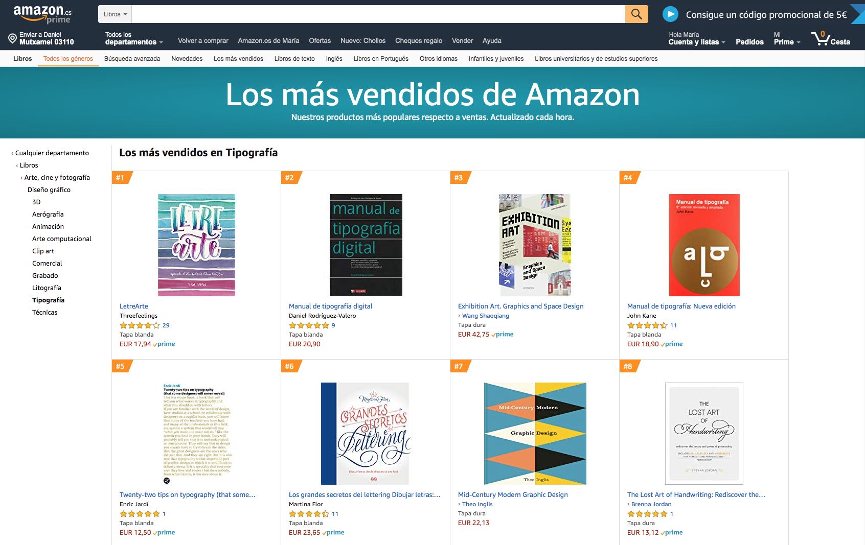 ranking libros tipogría en Amazon España